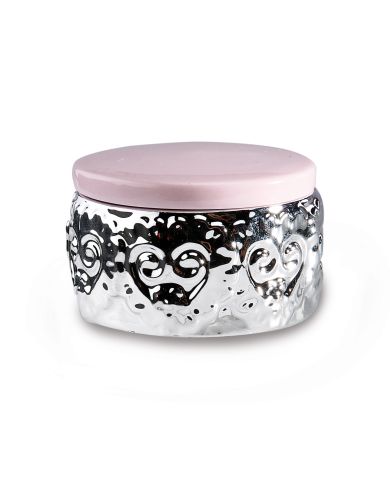 Boite argent couvercle rose D5.5H3.5CM ref 93300 Boite argent couvercle rose D5.5H3.5CM ref 93300