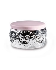 Boite argent couvercle rose D5.5H3.5CM ref 93300