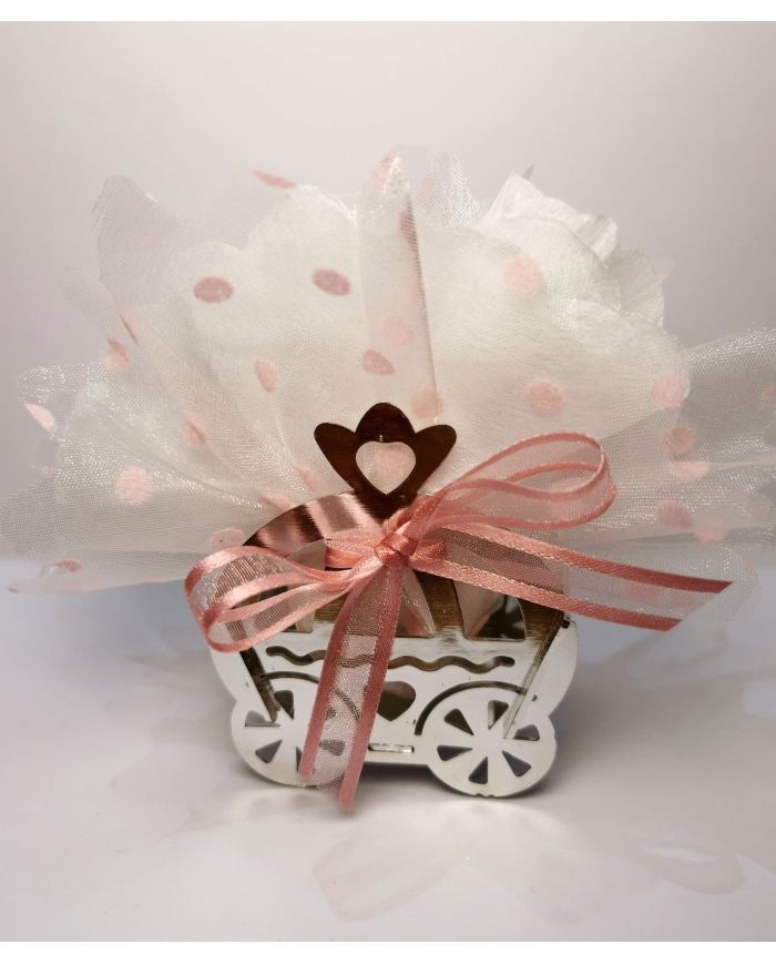 petit carosse argent avec ballotin garni de dragées