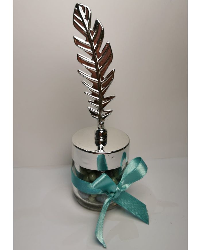 pot rond en verre feuille argent