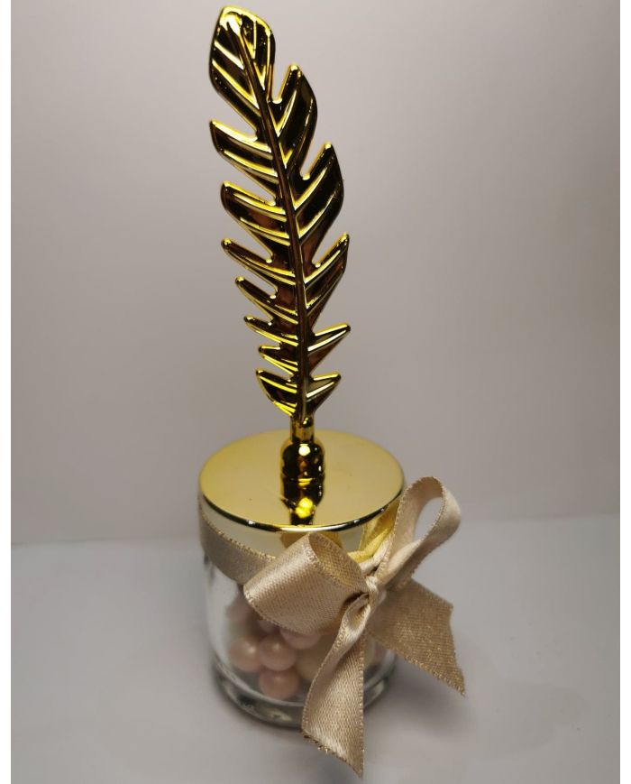 pot rond en verre feuille or