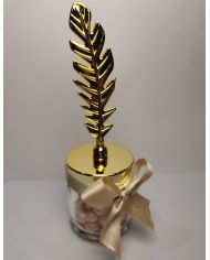 pot rond en verre feuille or