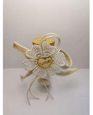 éprouvette décor fleur dentelle et coeur love en bois garni dragées