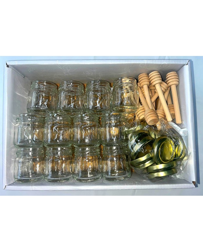 25 minis pots à miel,25 batons en bois 25 minis pots à miel,25 batons en bois