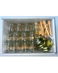 25 minis pots à miel,25 batons en bois