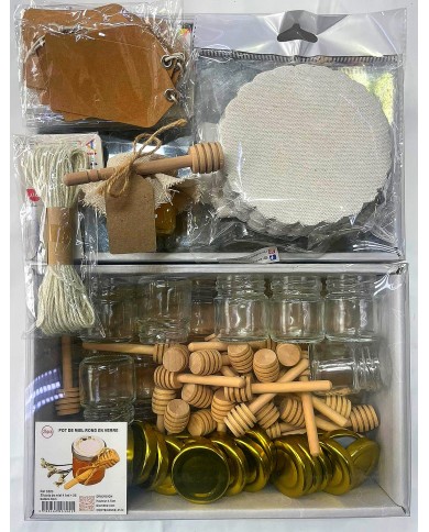 25 minis pots à miel,25 batons en bois