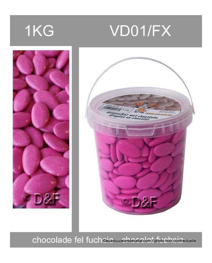 dragées chocolat 1 kg fuchia