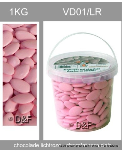 dragées chocolat 1 kg rose pale. dragées chocolat 1 kg rose pale.