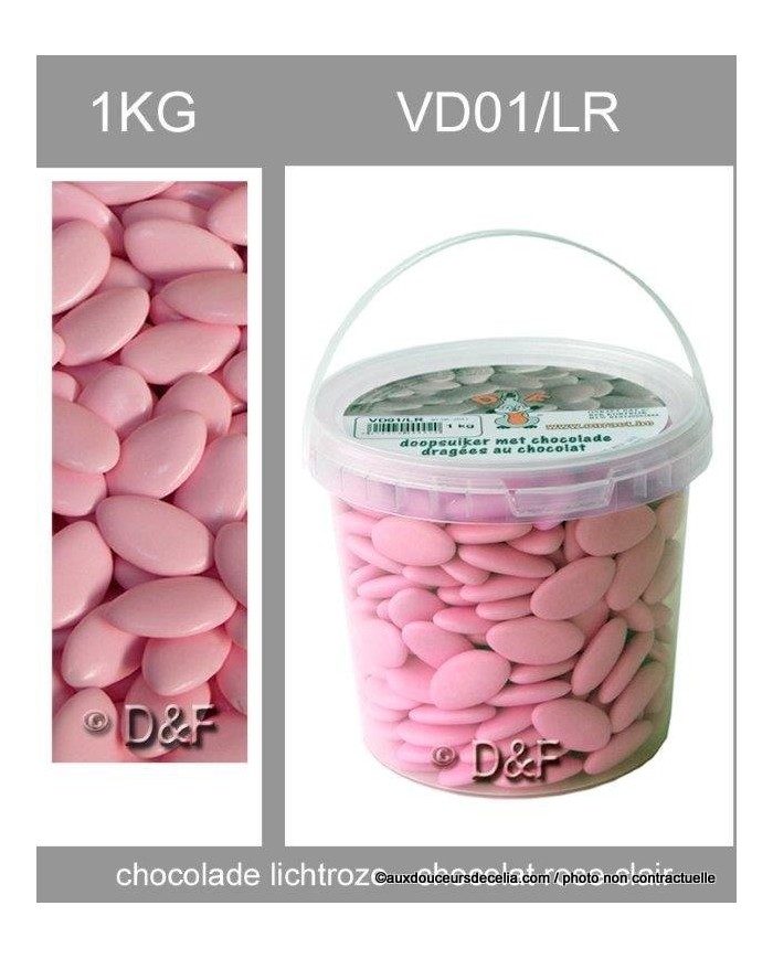 dragées chocolat 1 kg rose pale.