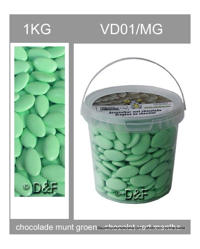 dragées chocolat 1 kg vert pale.