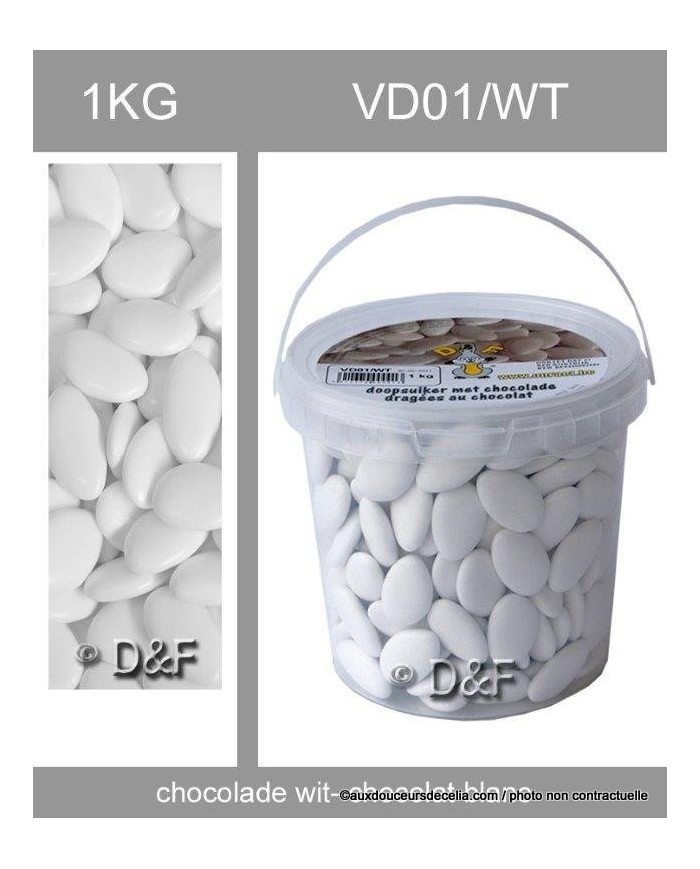 dragées chocolat 1 kg blanc.