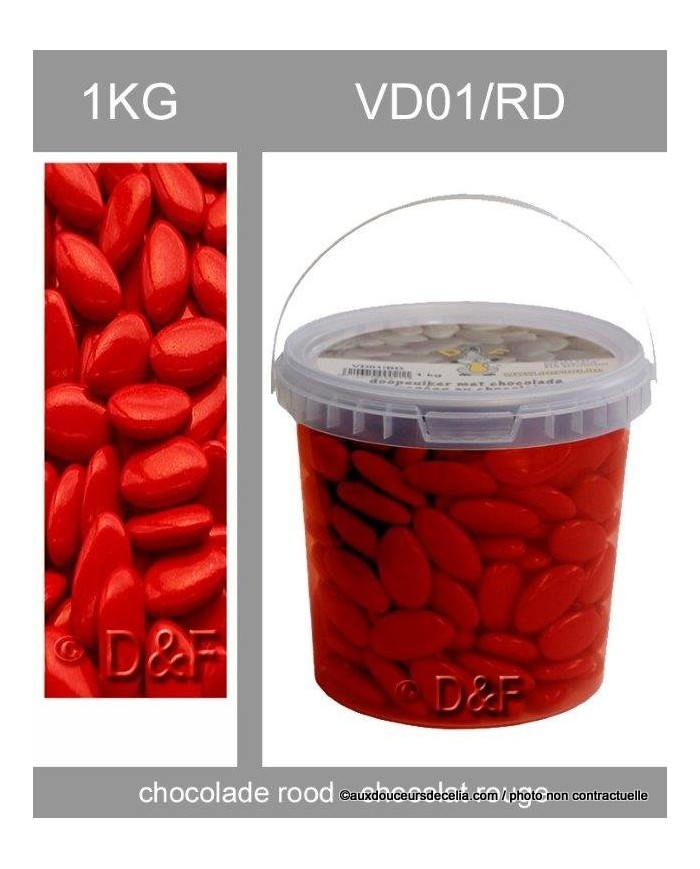 dragées chocolat 1 kg rouge.